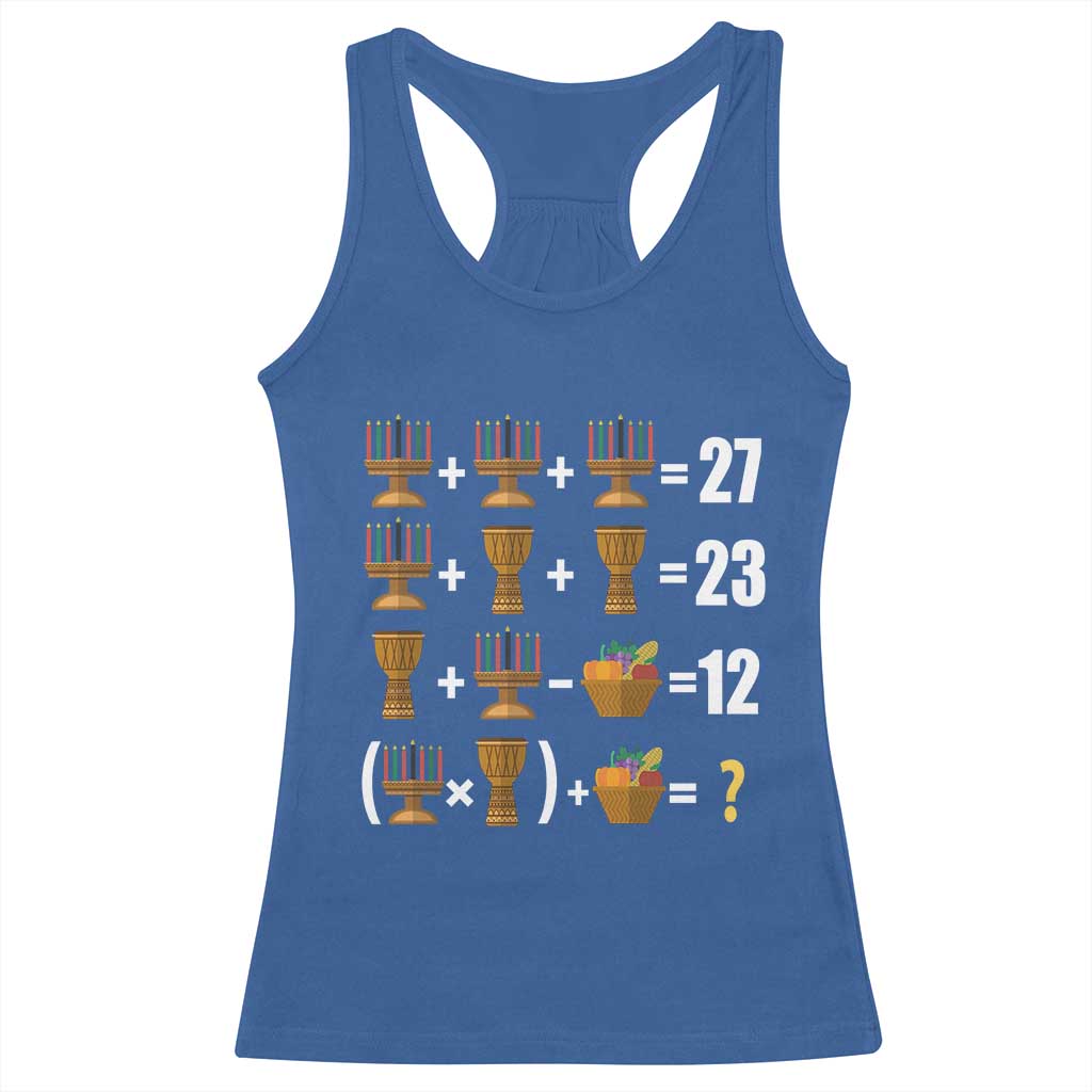 Funny 67 Kwanzaa Math Racerback Tank Top Six Seven Meme Kinara Candles African American Christmas TS11 Royal Blue Print Your Wear