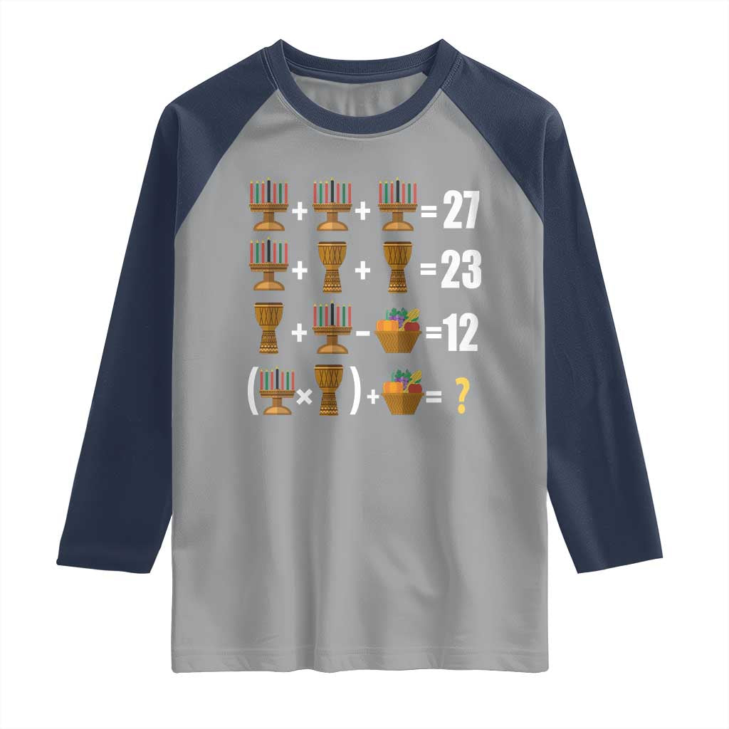 Funny 67 Kwanzaa Math Raglan Shirt Six Seven Meme Kinara Candles African American Christmas TS11 Sport Gray Navy Print Your Wear