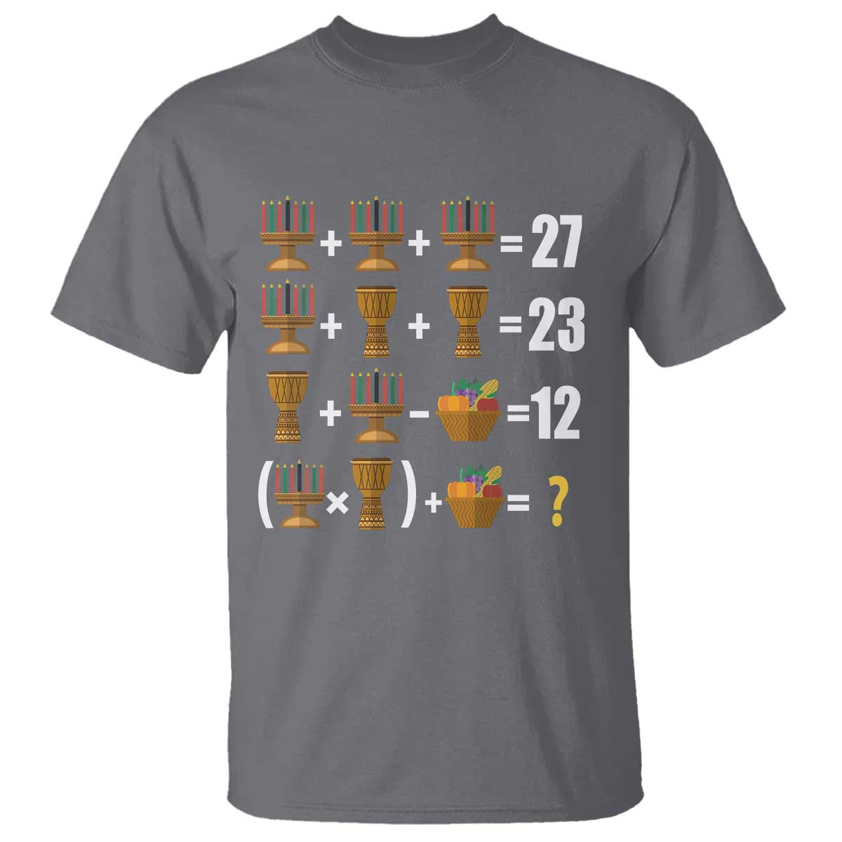 Funny 67 Kwanzaa Math T Shirt Six Seven Meme Kinara Candles African American Christmas TS11 Charcoal Print Your Wear