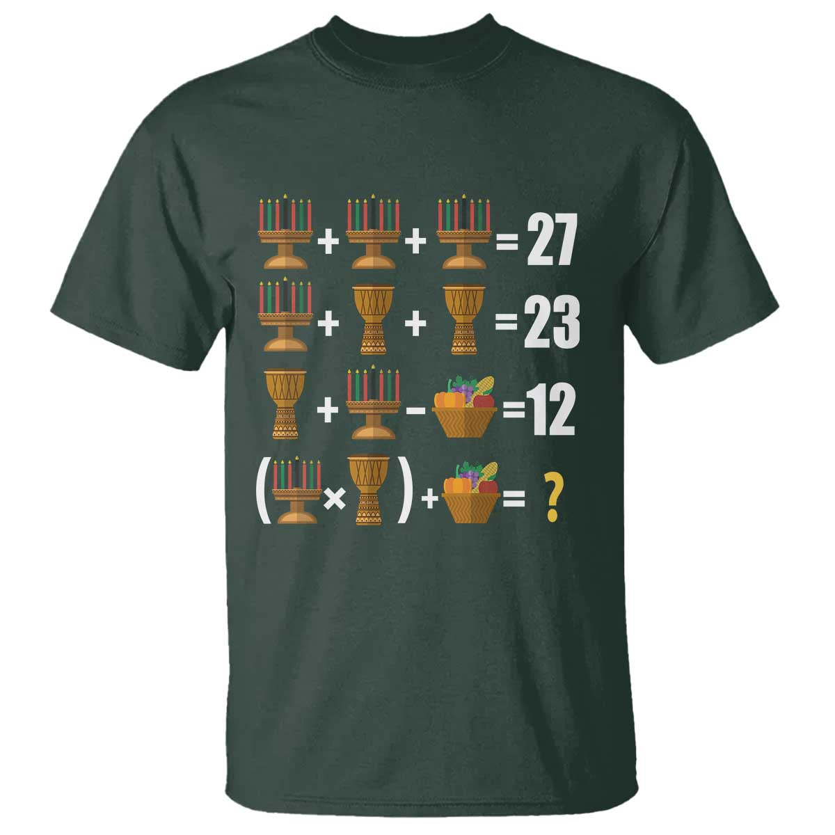 Funny 67 Kwanzaa Math T Shirt Six Seven Meme Kinara Candles African American Christmas TS11 Dark Forest Green Print Your Wear