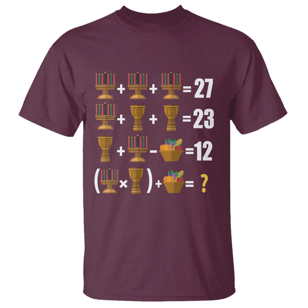 Funny 67 Kwanzaa Math T Shirt Six Seven Meme Kinara Candles African American Christmas TS11 Maroon Print Your Wear