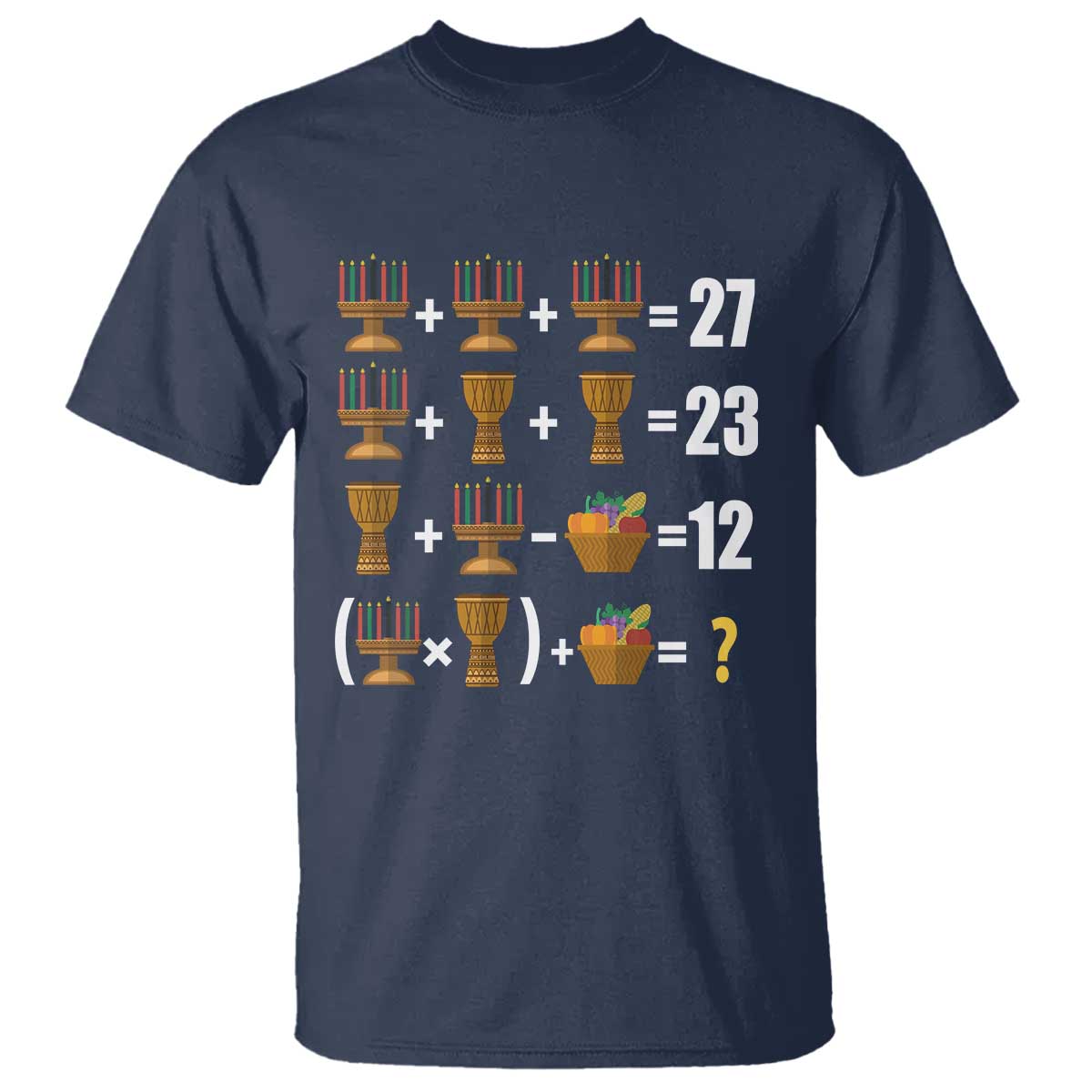 Funny 67 Kwanzaa Math T Shirt Six Seven Meme Kinara Candles African American Christmas TS11 Navy Print Your Wear