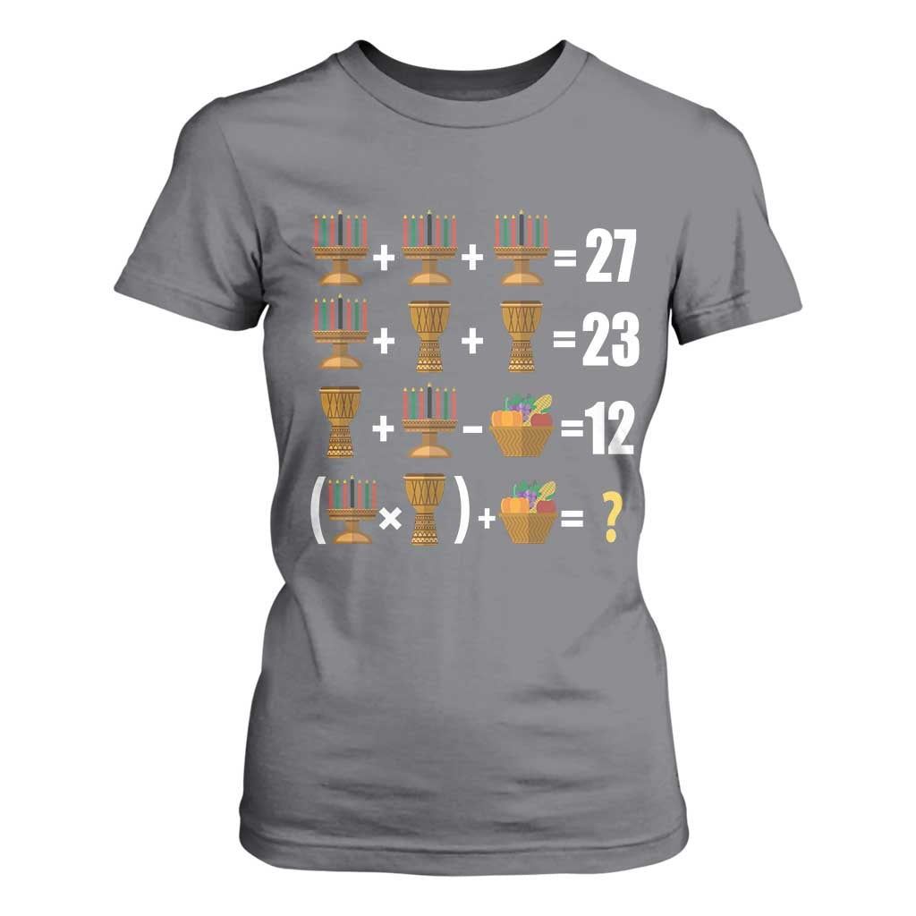 Funny 67 Kwanzaa Math T Shirt For Women Six Seven Meme Kinara Candles African American Christmas TS11 Charcoal Print Your Wear