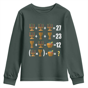 Funny 67 Kwanzaa Math Youth Sweatshirt Six Seven Meme Kinara Candles African American Christmas TS11 Dark Forest Green Print Your Wear