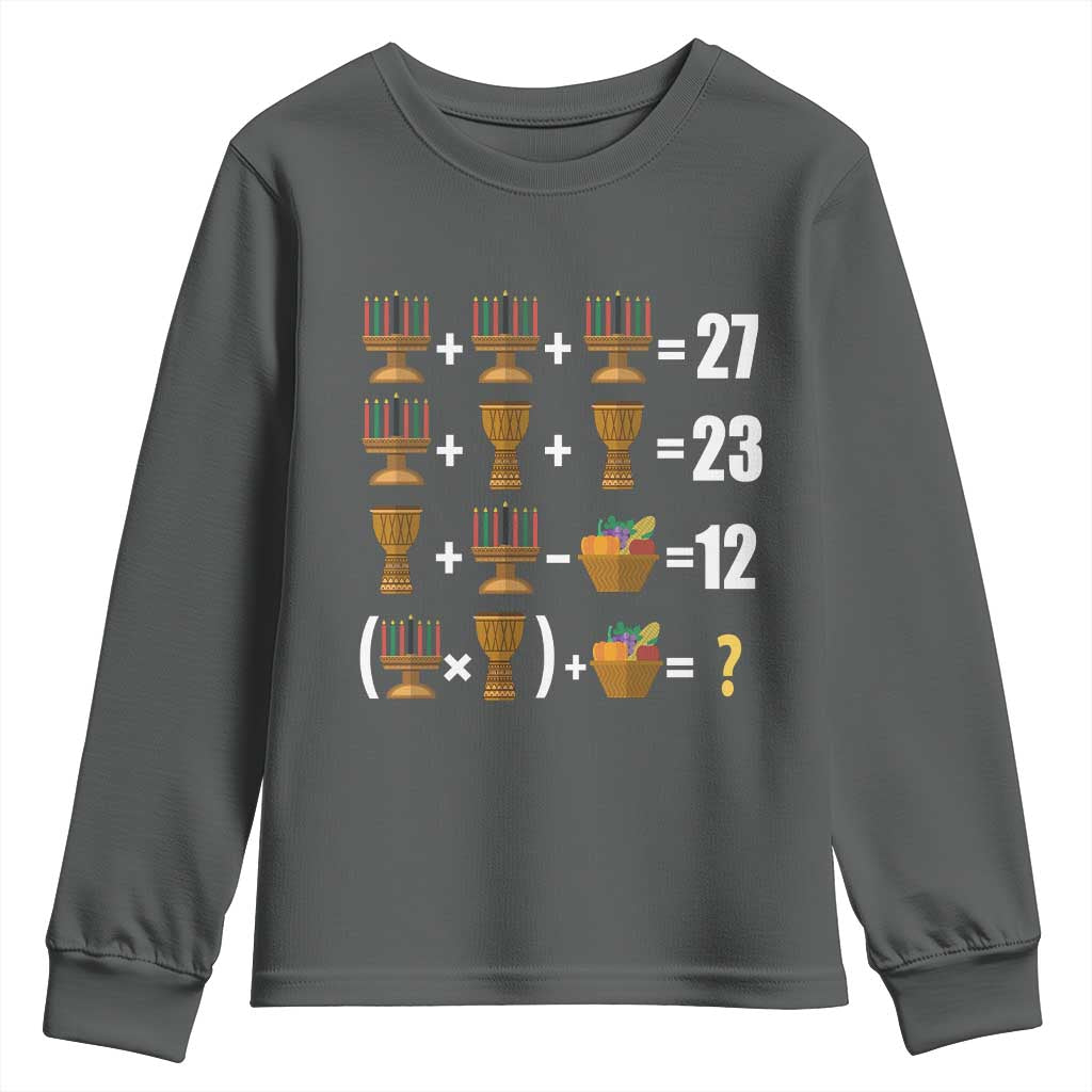 Funny 67 Kwanzaa Math Youth Sweatshirt Six Seven Meme Kinara Candles African American Christmas TS11 Dark Heather Print Your Wear