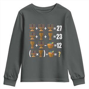 Funny 67 Kwanzaa Math Youth Sweatshirt Six Seven Meme Kinara Candles African American Christmas TS11 Dark Heather Print Your Wear