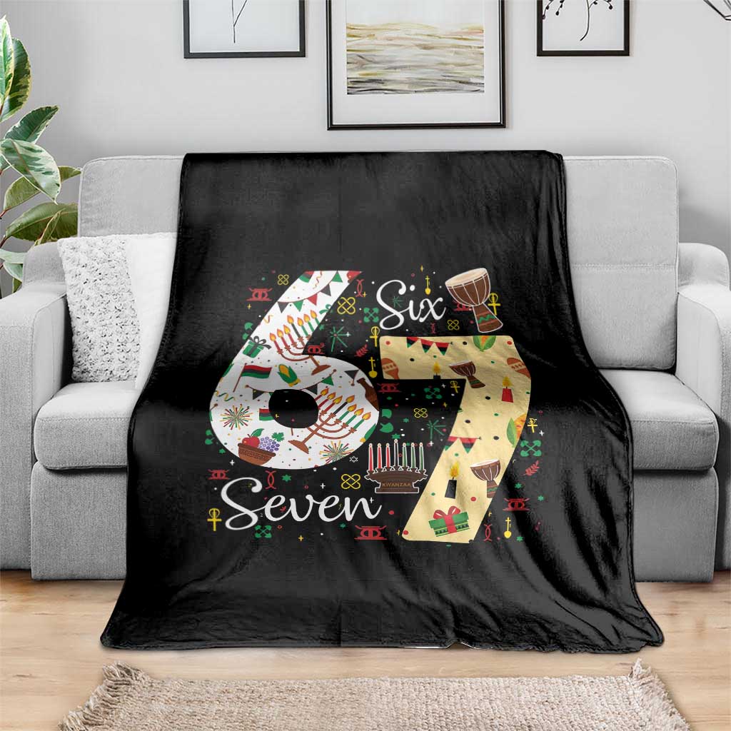 Funny 67 Kwanzaa Throw Blanket Six Seven Meme Kinara Candles African American Christmas TS11 Print Your Wear