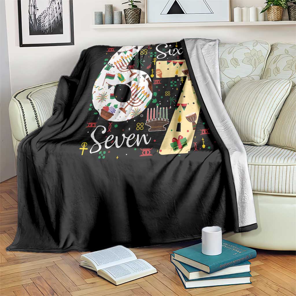 Funny 67 Kwanzaa Throw Blanket Six Seven Meme Kinara Candles African American Christmas TS11 Print Your Wear
