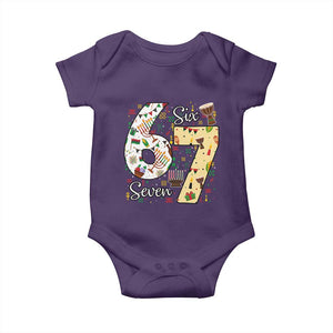Funny 67 Kwanzaa Baby Onesie Six Seven Meme Kinara Candles African American Christmas TS11 Purple Print Your Wear