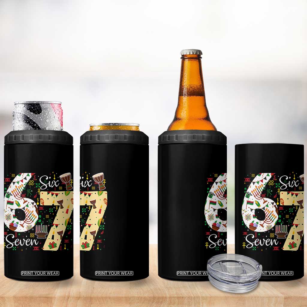 Funny 67 Kwanzaa 4 in 1 Can Cooler Tumbler Six Seven Meme Kinara Candles African American Christmas TS11 Print Your Wear