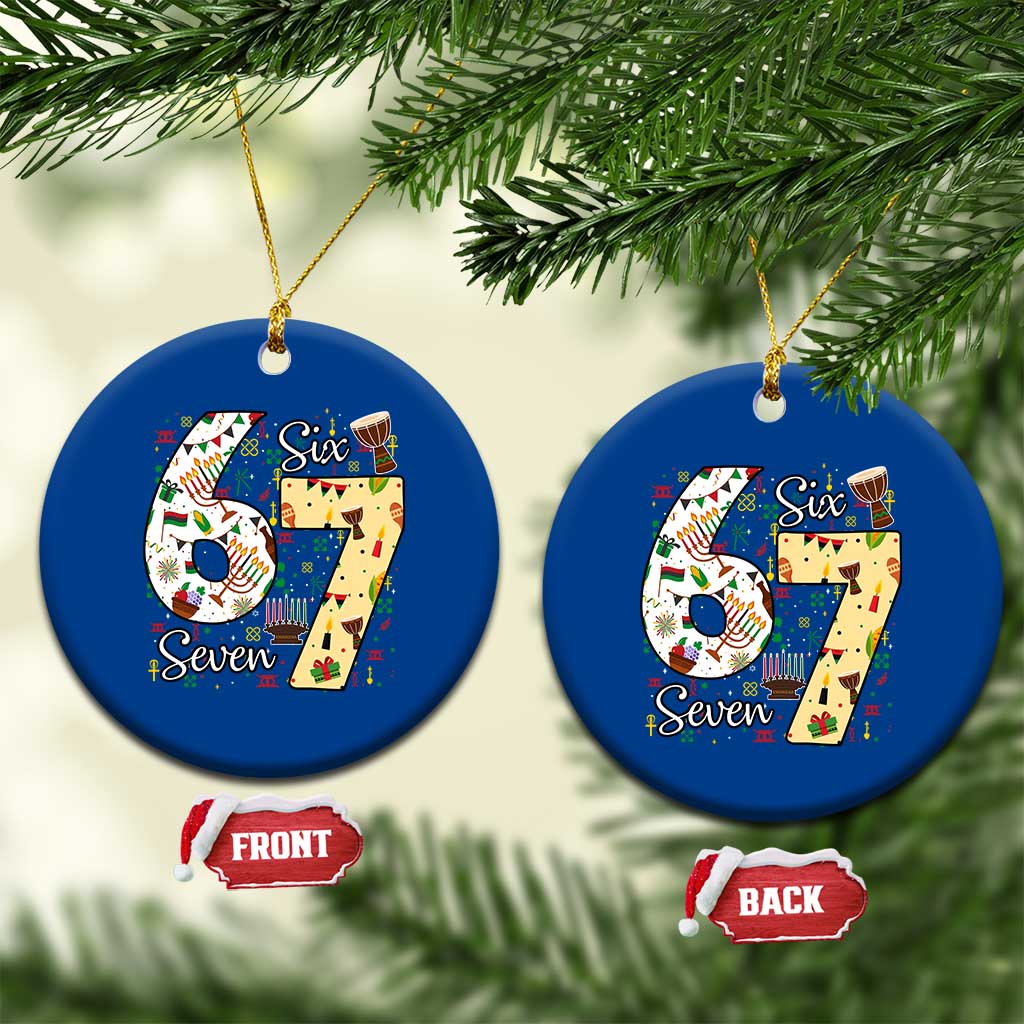 Funny 67 Kwanzaa Ceramic Ornament Six Seven Meme Kinara Candles African American Christmas TS11 1pc Blue Print Your Wear
