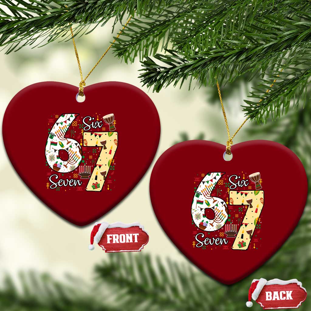 Funny 67 Kwanzaa Ceramic Ornament Six Seven Meme Kinara Candles African American Christmas TS11 Print Your Wear
