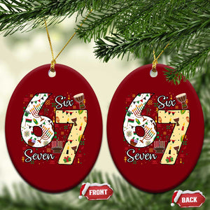Funny 67 Kwanzaa Ceramic Ornament Six Seven Meme Kinara Candles African American Christmas TS11 Print Your Wear