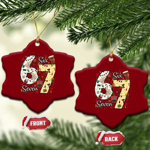Funny 67 Kwanzaa Ceramic Ornament Six Seven Meme Kinara Candles African American Christmas TS11 Print Your Wear