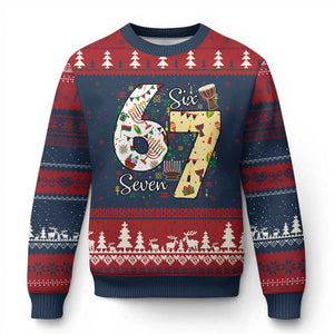 Funny 67 Kwanzaa Ugly Christmas Sweater Six Seven Meme Kinara Candles African American Xmas TS11 Navy Red Print Your Wear