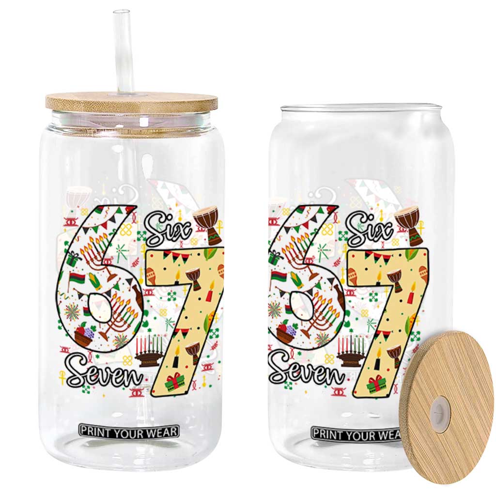 Funny 67 Kwanzaa Glass Can Six Seven Meme Kinara Candles African American Christmas TS11 Print Your Wear