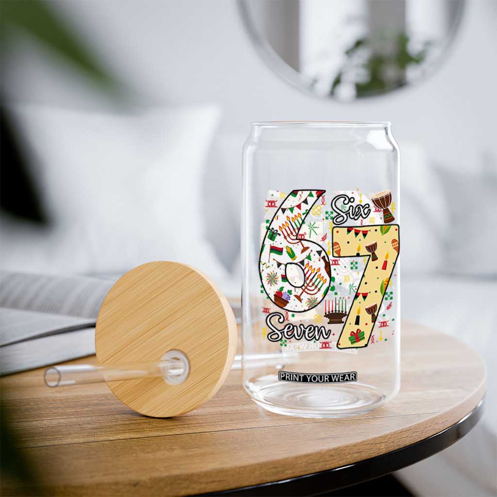 Funny 67 Kwanzaa Glass Can Six Seven Meme Kinara Candles African American Christmas TS11 Print Your Wear