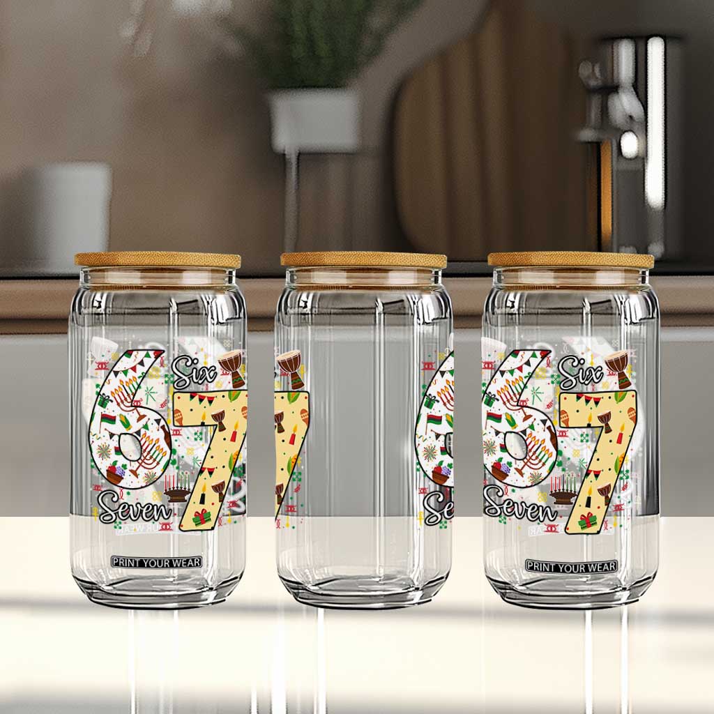 Funny 67 Kwanzaa Glass Can Six Seven Meme Kinara Candles African American Christmas TS11 Print Your Wear