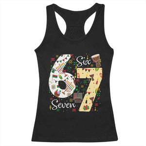 Funny 67 Kwanzaa Racerback Tank Top Six Seven Meme Kinara Candles African American Christmas TS11 Black Print Your Wear