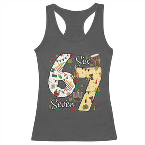 Funny 67 Kwanzaa Racerback Tank Top Six Seven Meme Kinara Candles African American Christmas TS11 Dark Heather Print Your Wear