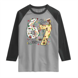Funny 67 Kwanzaa Raglan Shirt Six Seven Meme Kinara Candles African American Christmas TS11 Sport Gray Black Print Your Wear