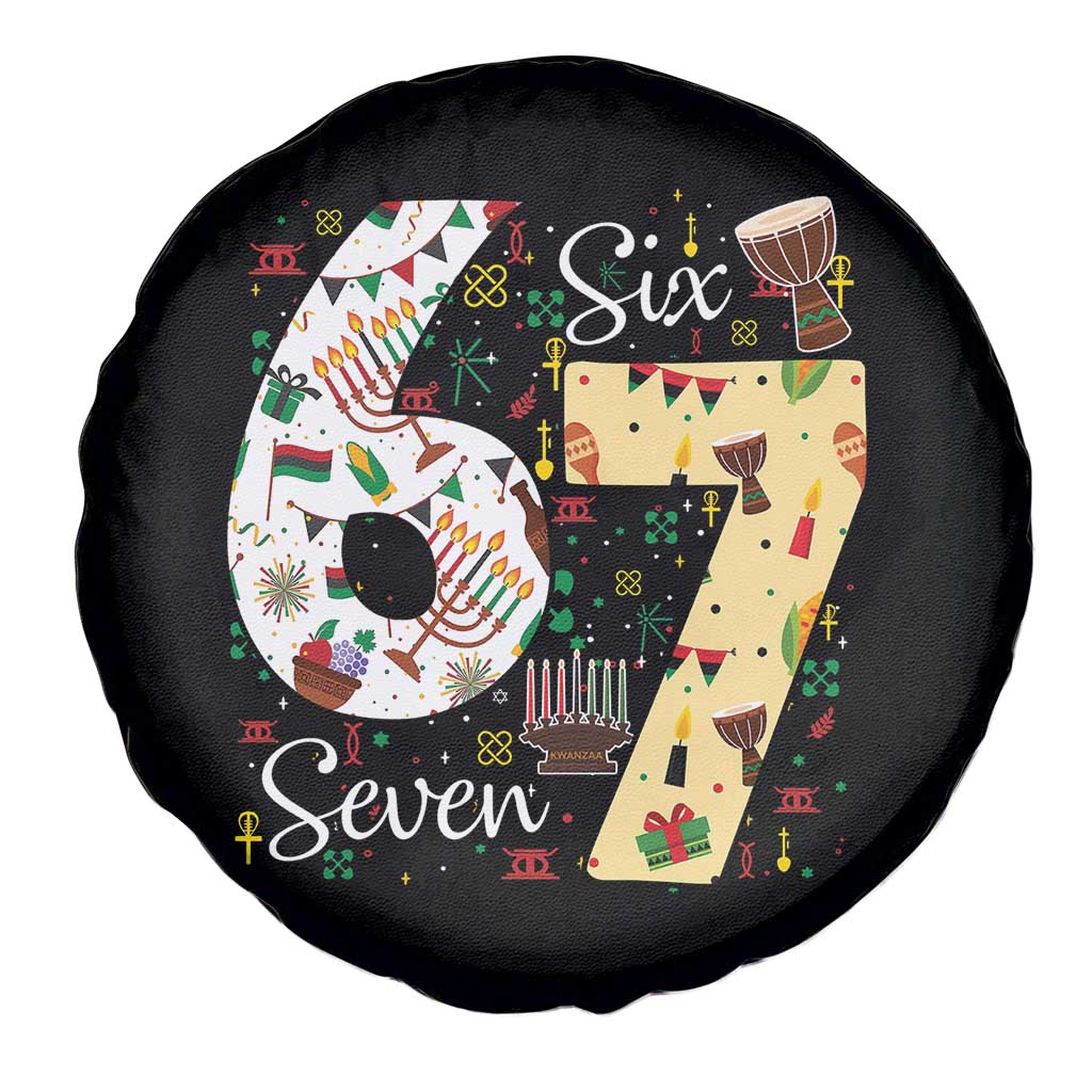Funny 67 Kwanzaa Spare Tire Cover Six Seven Meme Kinara Candles African American Christmas TS11 Print Your Wear