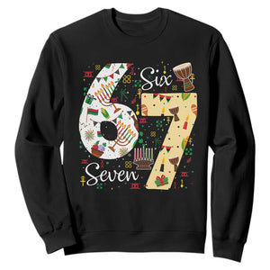 Funny 67 Kwanzaa Sweatshirt Six Seven Meme Kinara Candles African American Christmas TS11 Black Print Your Wear