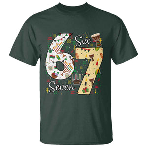 Funny 67 Kwanzaa T Shirt Six Seven Meme Kinara Candles African American Christmas TS11 Dark Forest Green Print Your Wear