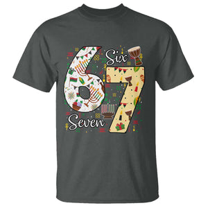 Funny 67 Kwanzaa T Shirt Six Seven Meme Kinara Candles African American Christmas TS11 Dark Heather Print Your Wear