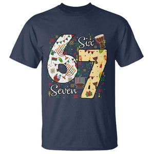 Funny 67 Kwanzaa T Shirt Six Seven Meme Kinara Candles African American Christmas TS11 Navy Print Your Wear