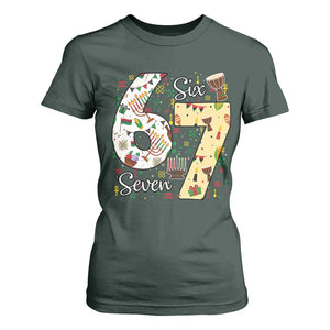 Funny 67 Kwanzaa T Shirt For Women Six Seven Meme Kinara Candles African American Christmas TS11 Dark Forest Green Print Your Wear