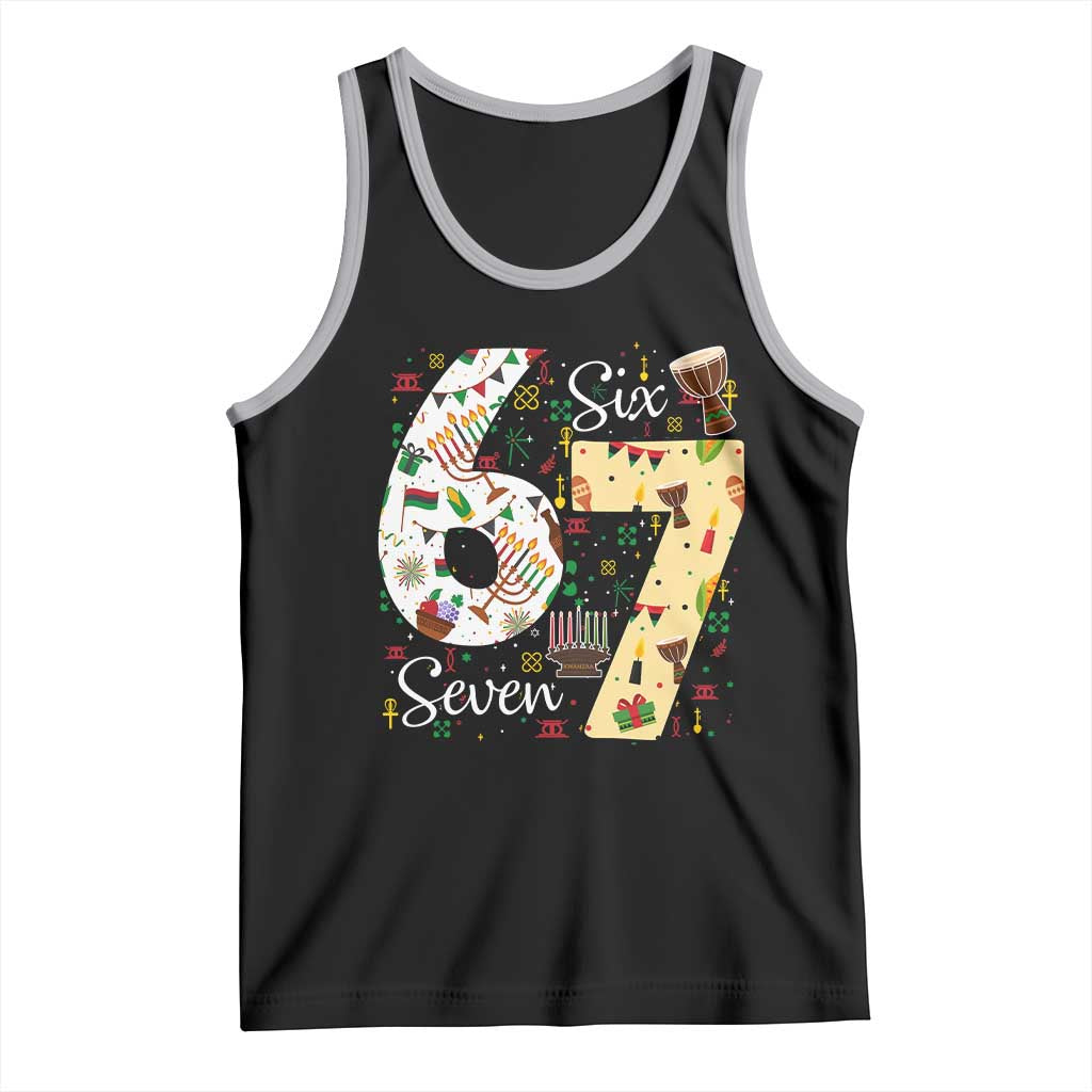Funny 67 Kwanzaa Tank Top Six Seven Meme Kinara Candles African American Christmas TS11 Black Athletic Heather Print Your Wear