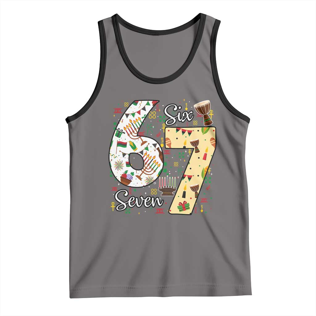 Funny 67 Kwanzaa Tank Top Six Seven Meme Kinara Candles African American Christmas TS11 Deep Heather Black Print Your Wear