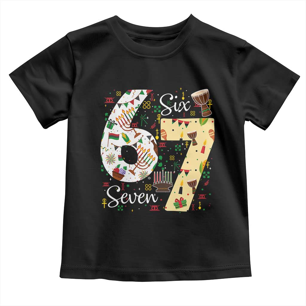 Funny 67 Kwanzaa Toddler T Shirt Six Seven Meme Kinara Candles African American Christmas TS11 Black Print Your Wear