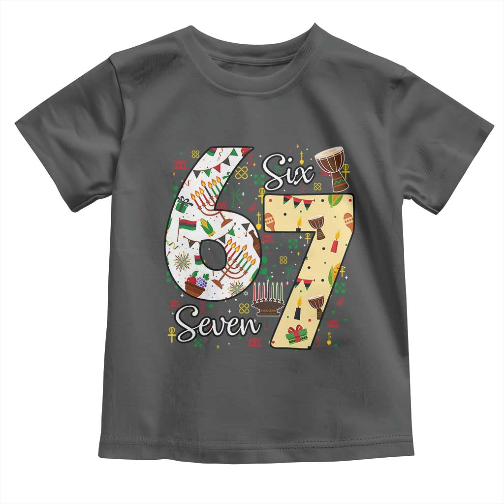 Funny 67 Kwanzaa Toddler T Shirt Six Seven Meme Kinara Candles African American Christmas TS11 Dark Heather Print Your Wear