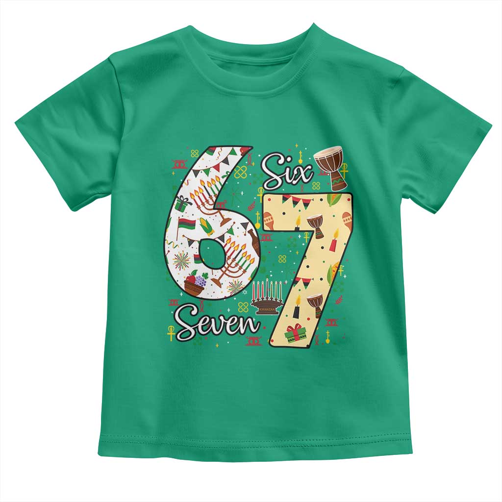 Funny 67 Kwanzaa Toddler T Shirt Six Seven Meme Kinara Candles African American Christmas TS11 Irish Green Print Your Wear