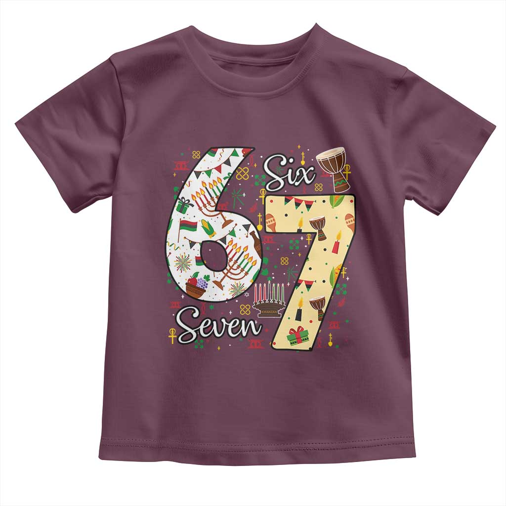 Funny 67 Kwanzaa Toddler T Shirt Six Seven Meme Kinara Candles African American Christmas TS11 Maroon Print Your Wear