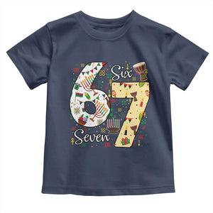 Funny 67 Kwanzaa Toddler T Shirt Six Seven Meme Kinara Candles African American Christmas TS11 Navy Print Your Wear
