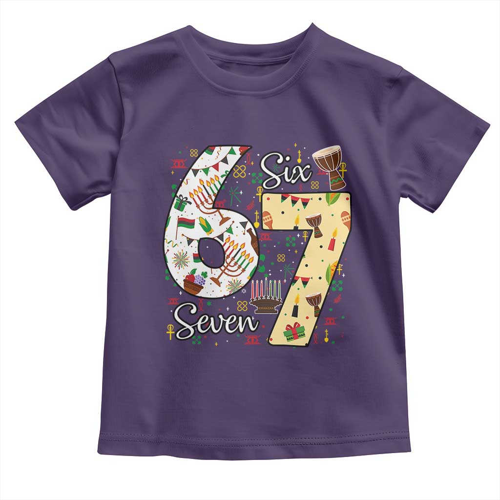 Funny 67 Kwanzaa Toddler T Shirt Six Seven Meme Kinara Candles African American Christmas TS11 Purple Print Your Wear