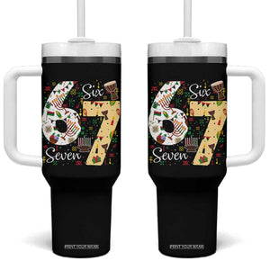 Funny 67 Kwanzaa Tumbler With Handle Six Seven Meme Kinara Candles African American Christmas TS11 One Size: 40 oz Black Print Your Wear