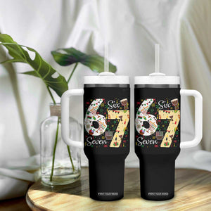 Funny 67 Kwanzaa Tumbler With Handle Six Seven Meme Kinara Candles African American Christmas TS11 Print Your Wear