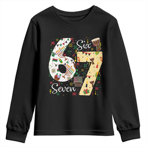 Funny 67 Kwanzaa Youth Sweatshirt Six Seven Meme Kinara Candles African American Christmas TS11 Black Print Your Wear