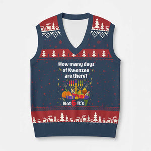 Funny 67 Kwanzaa V-Neck Knit Sweater Vest How Many Days Of Kwanzaa Are There Not 6 It Is 7 TS11 Navy Red Print Your Wear