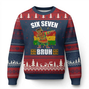 Funny 67 Kwanzaa Ugly Christmas Sweater Six Seven Bruh Dabbing African Heritage TS11 Navy Red Print Your Wear