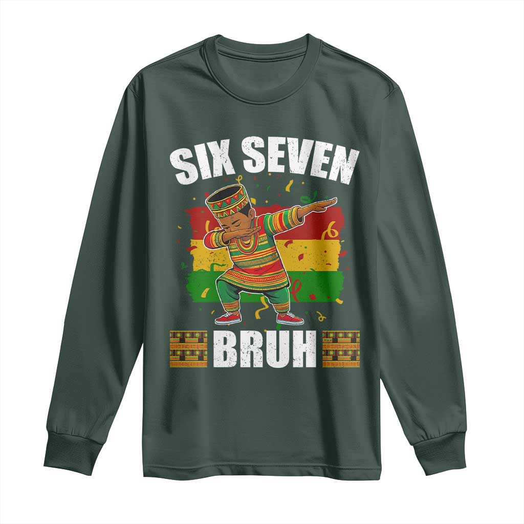 Funny 67 Kwanzaa Long Sleeve Shirt Six Seven Bruh Dabbing African Heritage TS11 Dark Forest Green Print Your Wear