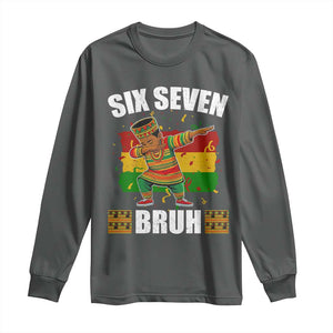 Funny 67 Kwanzaa Long Sleeve Shirt Six Seven Bruh Dabbing African Heritage TS11 Dark Heather Print Your Wear