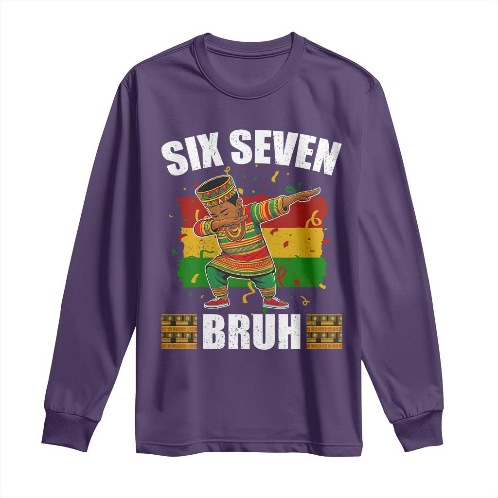 Funny 67 Kwanzaa Long Sleeve Shirt Six Seven Bruh Dabbing African Heritage TS11 Purple Print Your Wear