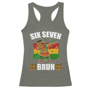 Funny 67 Kwanzaa Racerback Tank Top Six Seven Bruh Dabbing African Heritage TS11 Military Green Print Your Wear