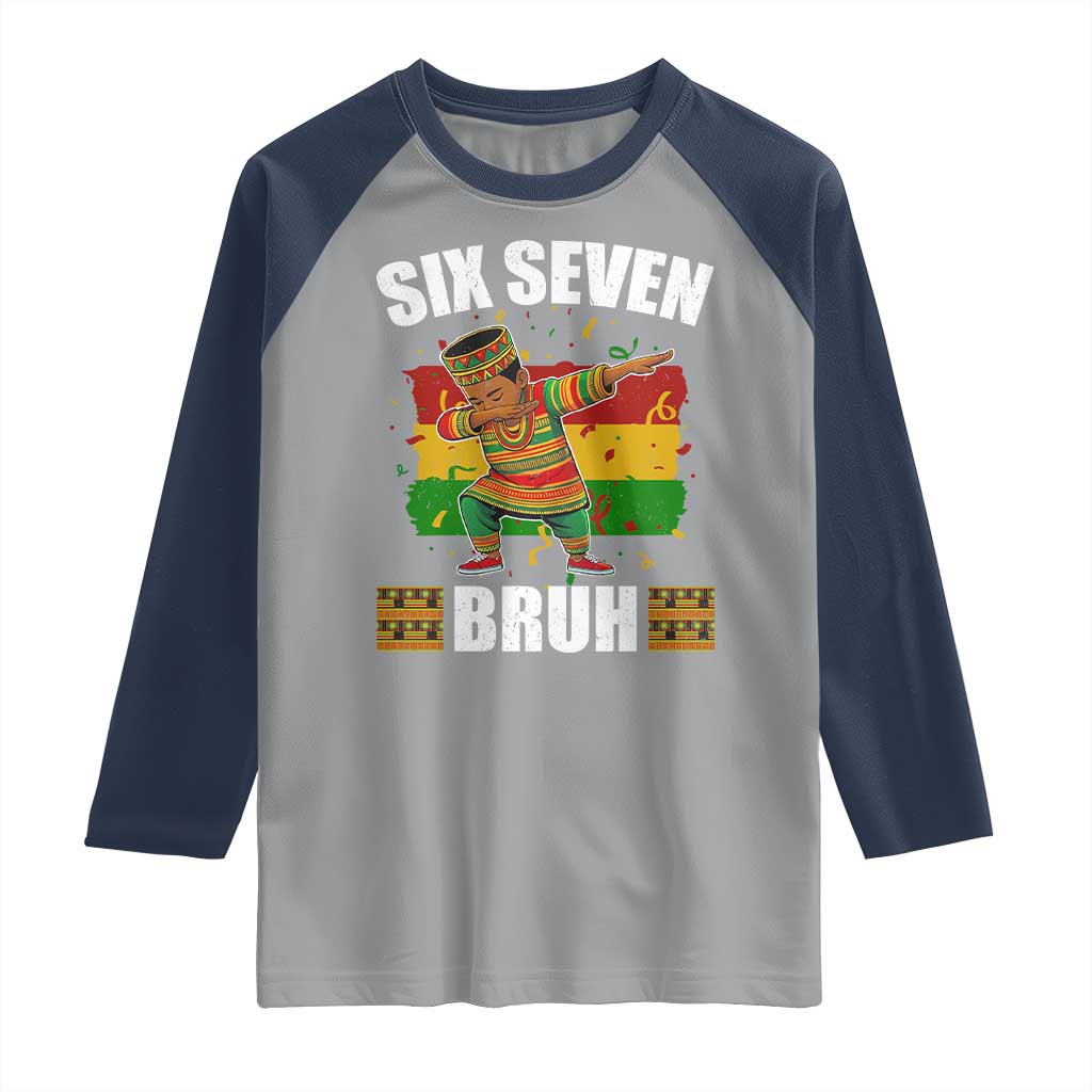 Funny 67 Kwanzaa Raglan Shirt Six Seven Bruh Dabbing African Heritage TS11 Sport Gray Navy Print Your Wear
