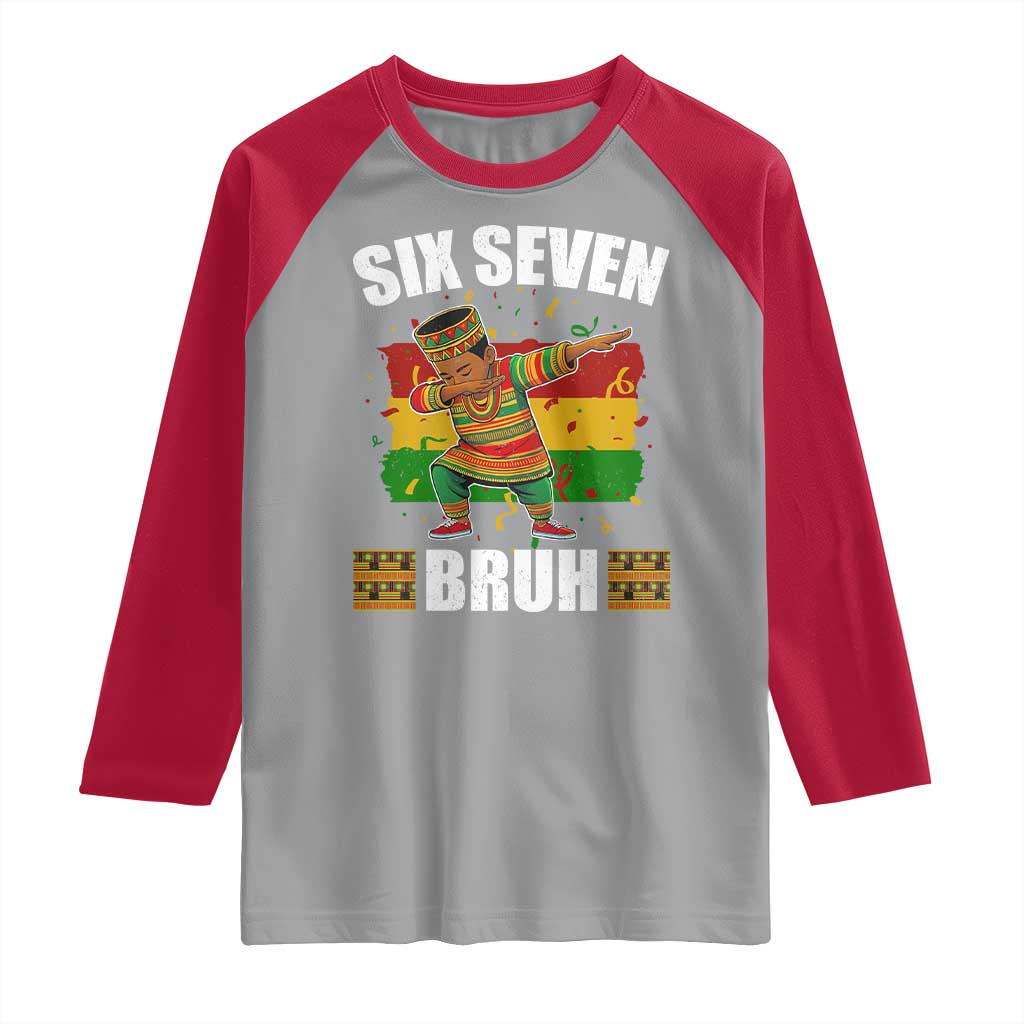 Funny 67 Kwanzaa Raglan Shirt Six Seven Bruh Dabbing African Heritage TS11 Sport Gray Red Print Your Wear